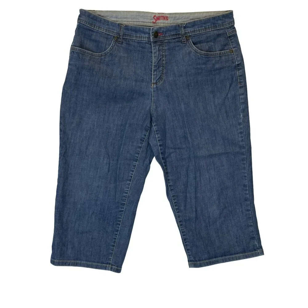 Vintage Smiths Workwear Jeans Calf Length Size 12 Womens 34 x 17 Embroidered - Picture 1 of 4